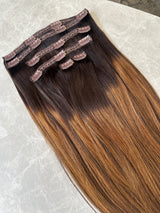 100% Eredeti sötétbarna balayage csatos póthaj - Clip Love 