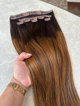 100% Eredeti sötétbarna balayage csatos póthaj - Clip Love 